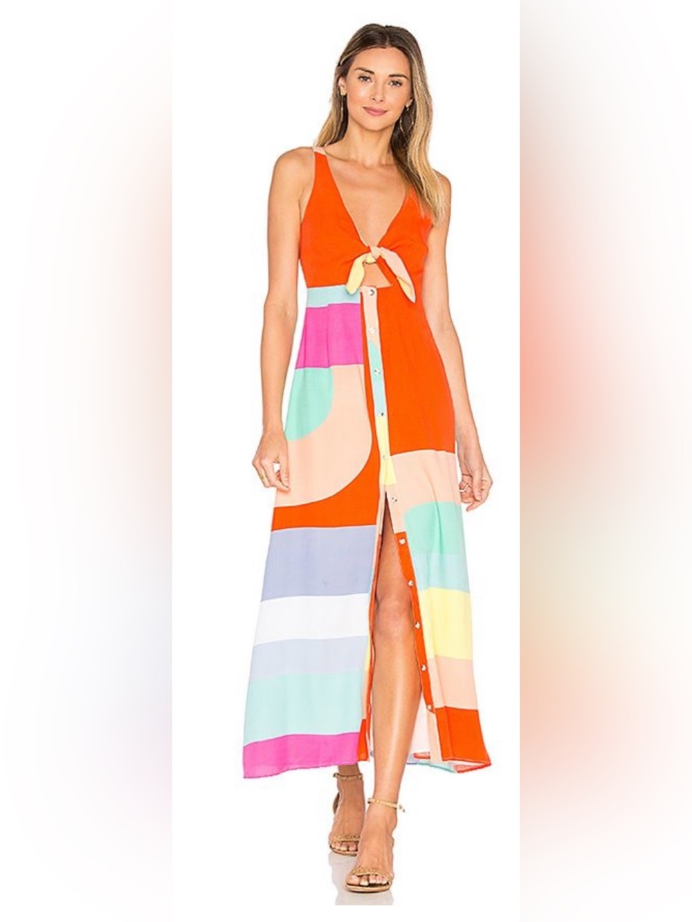 Mara Hoffman Colorblock Tie Midi Dress – Size 12